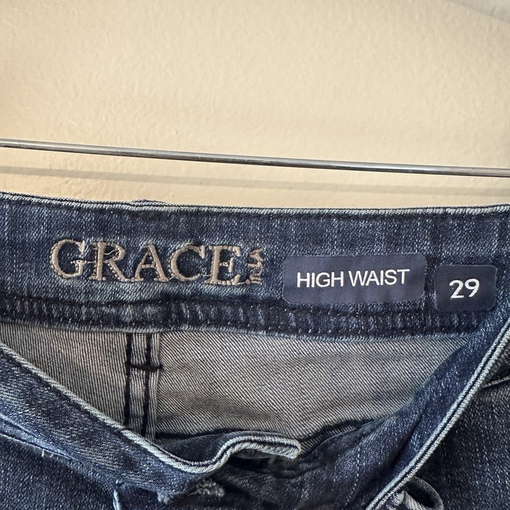Grace in LA Blue‎ Womens High Waist Super Flare Leg Blue Denim Jeans 29 X 31.5" - Picture 11 of 16